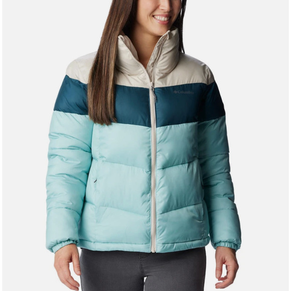 Columbia Women's Size XL Puffect Jacket Warm Winter Blue Cream - Picture 1 of 8